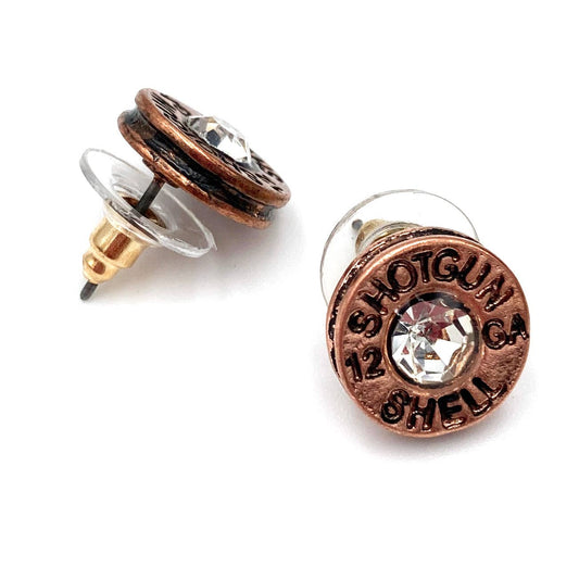 Bullet Shell Rhinestone Western Earring: Copper