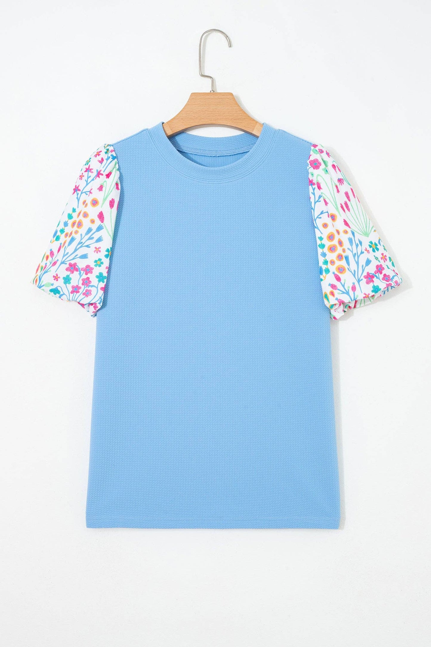 PRETTY BASH Floral Patchwork Textured Blouse