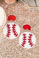 Red Play Ball Seed Bead Earrings